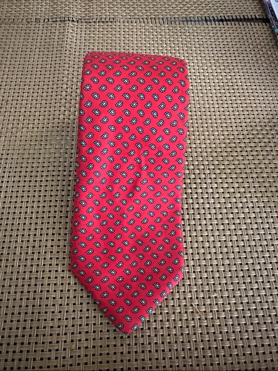 Yves Saint Laurent Other - Yves Saint Laurent Red Silk Tie with Small Geometric Motif
